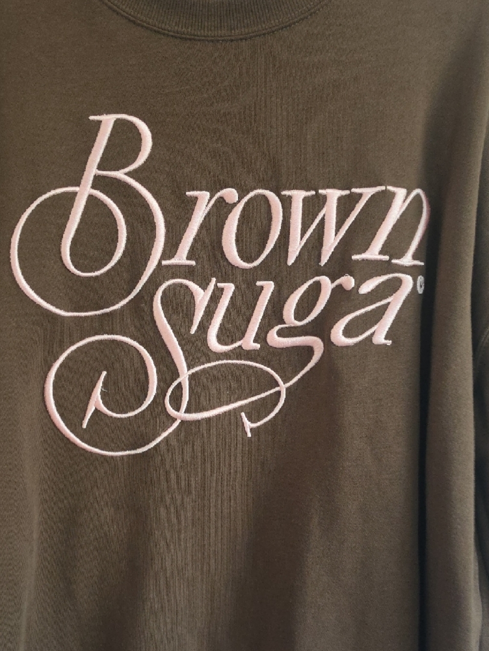 Brown Graphic Crewneck Sweatshirt with Pink Script - Picture 2 of 5